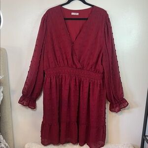 Burgundy Long Sleeve Dress
